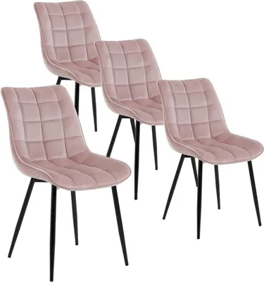 Produktbild von WOLTU 4 x Esszimmerstühle Polsterstuhl mit Rückenlehne, aus Samt&Metall, Rosa