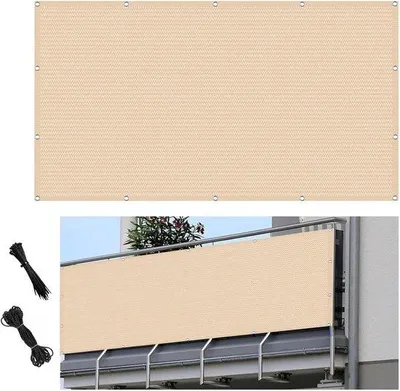 Image de Store de jardin - Intimité - Rideau brise-vue - Protection UV - 170 x 180 cm - Crème