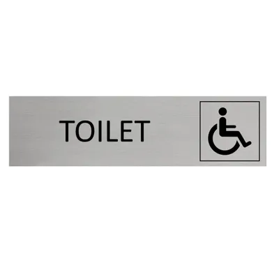 Obrázek produktu pro Cedule na dveře CombiCraft Bezbariérové ​​WC ve stříbrné barvě s páskou - 165 x 45 mm