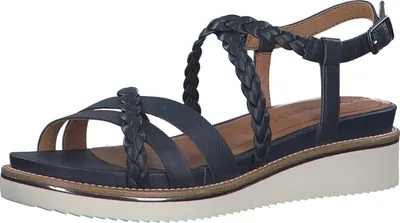 Produktbild von Tamaris 28207-805 Keilsandalette, Damen, Navy, Leder, Sandale - Damenschuhe Sandalette / Sling, Blau, leder