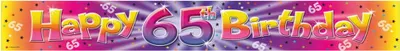 Produktbild von Happy Birthday Folien-Banner als Dekoration für den 65. Geburtstag
