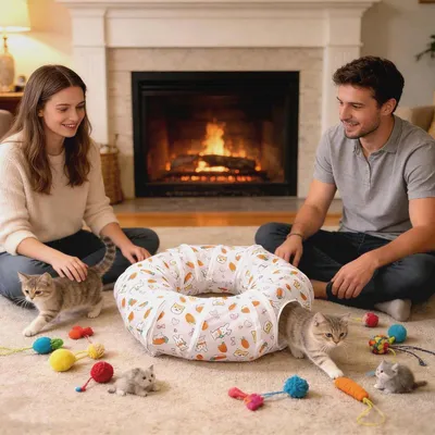 Produktbild von Tunnel für Katzen, zusammenklappbar, interaktives Spielspielzeug, Labyrinth, flexibles Katzenspielrohr, für Kätzchen, Haustiere, Halloween, Weihnachten, Geburtstagsparty