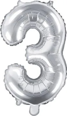 Immagine prodotto di Palloncino in foil numerico SILVER 35 cm - 3 ( NON RIEMPIBILE CON ELIO )