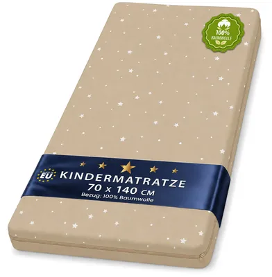 Produktbild von Matratze Kinderbett Babybett 70x140 cm Schaumstoff mit Sternen Bezug