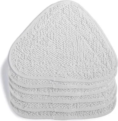 A stack of white triangular mop pads.