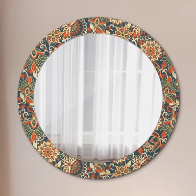 Produktbild von Modern Spiegel - Wandspiegel Design Wandmontage – Badspiegel mit Aufdruck - Rundspiegel - Vintage Blumen Illustration - Runder: Ø70cm