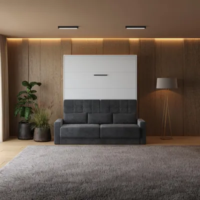 Produktbild von Schrankbett mit SOFA SMARTBett  M1 180x200 Vertikal Weiss/Weiss Hochglanz