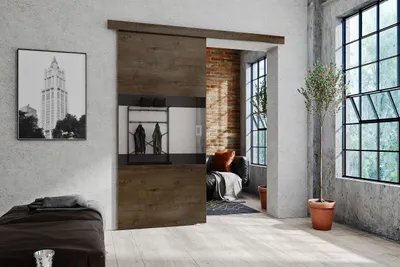 Produktbild von KIER FURNITURE Schiebetüren LUMBA - 96x205x1,6 cm - Esche dunkel