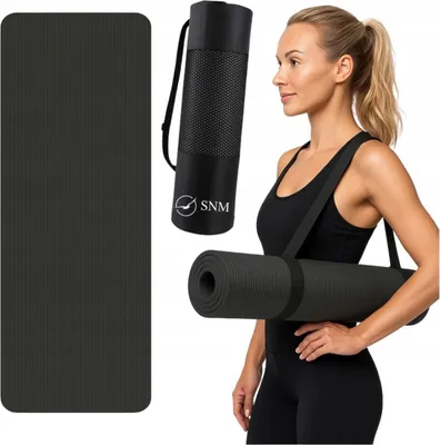 Produktbild von Trainingsmatte - Yogamatte - Fitness - Gymnastikmatte - rutschfest - dick - 180x60 cm - Schwarz