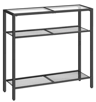 Produktbild von Konsolentisch 75 cm Eingangstisch Beistelltisch aus gehärtetem Glas moderner Stil Schwarz