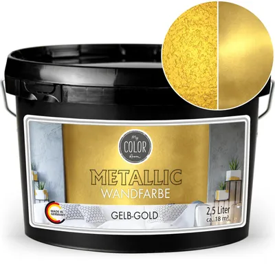 Produktbild von Viva Decor My Color Room Metallic Wandfarbe Gelb-Gold 2,5 l, Effektfarbe für Wände & Decken innen, wasserbasiert, hochdeckend & abriebfest