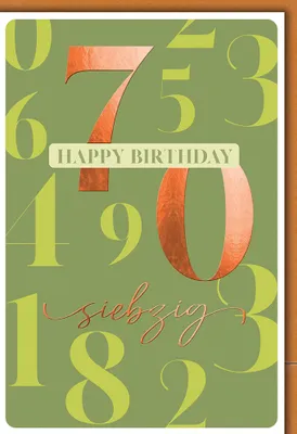Produktbild von 70. Geburtstag - Karte mit Umschlag - Große Zahlen
