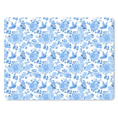 Produktbild von MuchoWow® Mauspad Mousepad Blumen - Muster - Blau 23x19 cm - Mousepads - Maus Mat - Pad - Mausunterlage - Schreibtischunterlage - Mauspad