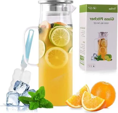 Produktbild von Famanu Wasserkaraf 1 Liter - Glaskaraffe mit Deckel