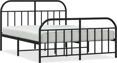 Produktbild von vidaXL Bettgestell mit Kopf- und Fußteil Metall Schwarz 135x190 cm