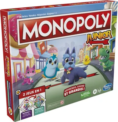 Produktbild von Hasbro Monopoly Junior Brettspiel 2-in-1 Französisch Lernspiel