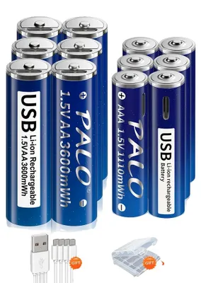 Produktbild von Wiederaufladbare Batterien, 3600mWh Kapazität, umweltfreundliche Materialien, 6AA und 6AAA