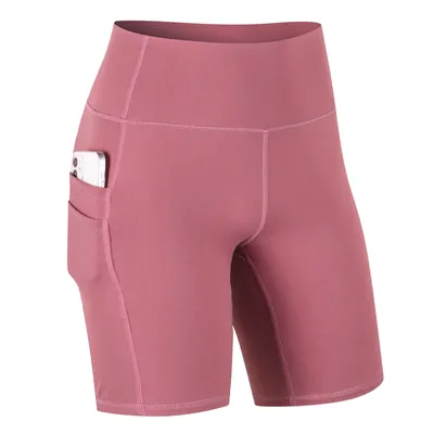 Radlerhose Damen High Waist - Kurze Sport Shorts Mit Taschen Für Training