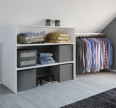 Produktbild von VCM Holz Kleiderschrank  | offener Schrank | begehbarer Kleiderregal | Dachschrägen Regal | Maße ca. B. 90 x  H.  100 x T. 50 cm - Dacho l