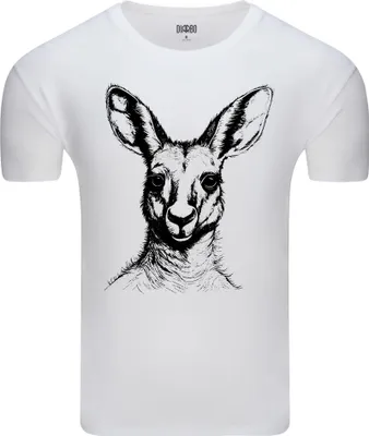 Produktbild von Diarbo Herren T-Shirt mit Tierliebhaber Druck Känguru-Skizze Weiß Gr.XL