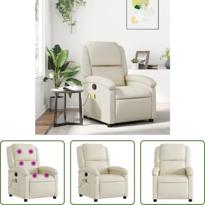 Zdjęcie produktu dla Kremowy fotel masujący ze sztucznej skóry The Living Store