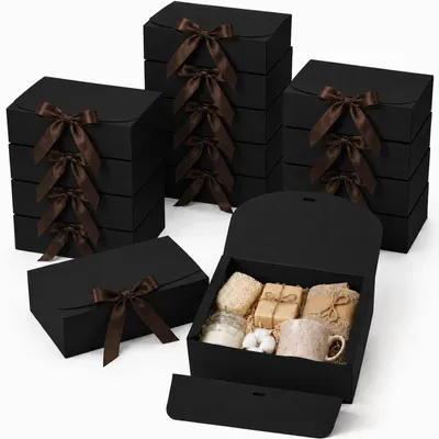Produktbild von ZhouWei 15 Stück Geschenkbox mit Deckel, 16,5×16,5×5 cm Einfach Montieren – Schwarz