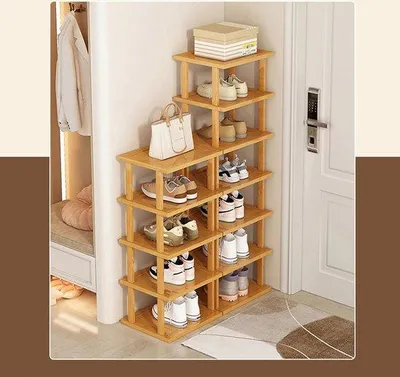 Produktbild von Famanu Schuhregal 7 Ebenen - schmal und hoch - 25 x 23 x 115 cm - Bambus