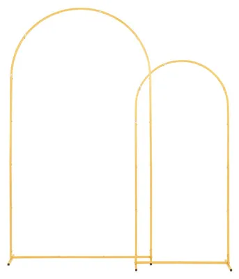 Immagine prodotto di Supporto per fondale ad arco, set di 2, 2,2 m e 1,8 m, struttura stabile, facile da montare, supporto per fondale ad arco in metallo dorato per matrimoni, feste di compleanno, lauree, celebrazioni e decorazioni per cerimonie