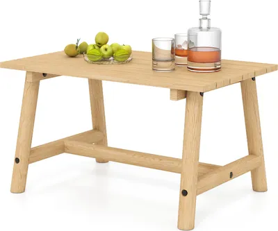 Immagine prodotto di KOMFOTTEU Tavolo da giardino in legno massello, tavolino da esterno, portata 125 kg, rettangolare, tavolo basso con piano a doghe, per balcone, terrazza, 90 x 55 x 50 cm (naturale)