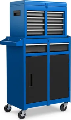 Produktbild von 2-in-1-Werkzeugwagen mit 5 Schubladen, 100 kg Tragkraft