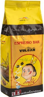 A bag of coffee beans with a cartoon illustration on the front.