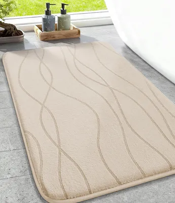 Produktbild von Badematte, Memory-Schaum-Badematte, rutschfeste Badematte, waschbar, weich, saugfähige Bade-/Duschmatte für das Badezimmer, beige, 43 x 61 cm