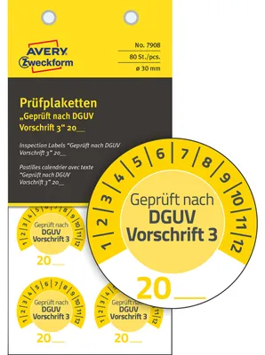 Zdjęcie produktu dla AVERY Zweckform 7908 80 AVERY Zweckform Prüfplaketten 7908 gelb