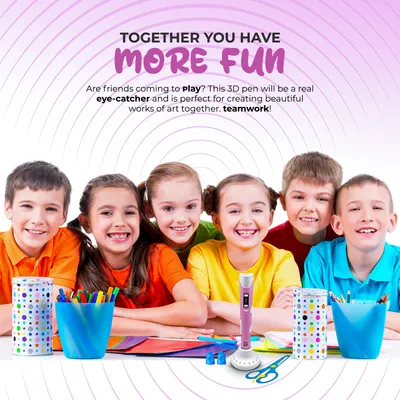 Obrázok produktu pre Fits4Kids 3D tlačiareň Pen Starter Set darčeky pre deti XXL, s 20 m PLA vlákna 1,75 mm a príslušenstvo (ružová)