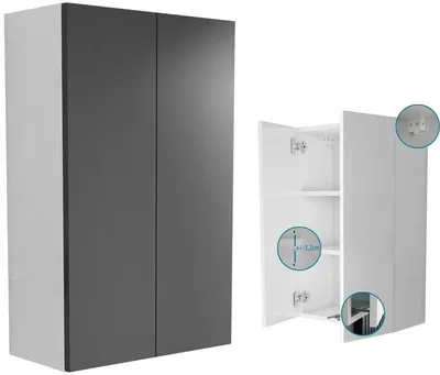 Zdjęcie produktu dla wisząca szafka łazienkowa 50 x 80cm szafka do łazienki szary mat