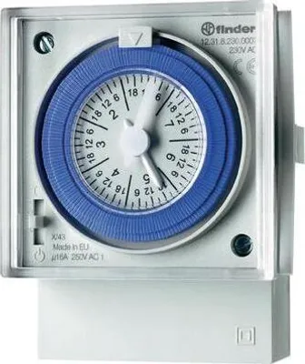 Produktbild von Finder Mechanische Schaltuhr für Frontaufbau, Serie 12.31 12.31.8.230.0007 230 V/50 - 60 Hz 1 Wechsler 16 A 250 V/AC (AC (12.31.8.230.0007)