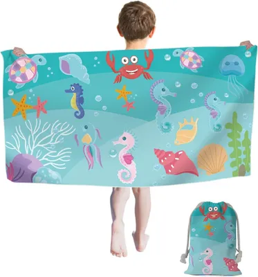 Produktbild von Strandhandtuch für Kinder, Mikrofaser, 60x120 cm, Sandfrei, Schnelltrocknend, für Schwimmen