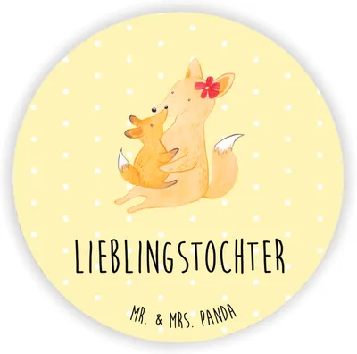 Produktbild von Mr. & Mrs. Panda Kühlschrankmagnet Fuchs Mama - Gelb Pastell - Geschenk, haftmagnet, magnet, Muttertag, Mutter, für magnettafel, Umarmen, Schoß, kühlschrank, pinnwand