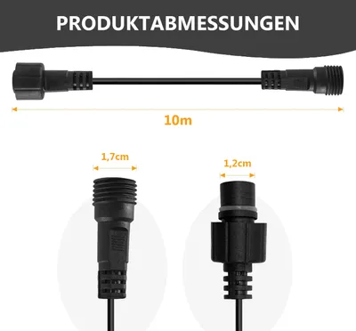 Produktbild von Meisterhome® 10m / 20m - Verlängerungskabel Weihnachtsbeleuchtung - Wasserdicht Außenleuchte langes Kabel für Kugellichter Lichterketten Gartenbeleuchtung Lichtervorhang Eisregen Lichterkette Lichternetz Solarstrahler, Länge:20m