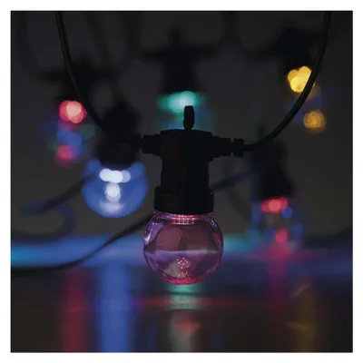 LED světelný řetěz – 10x párty žárovky, 5 m, venkovní i vnitřní, multicolor