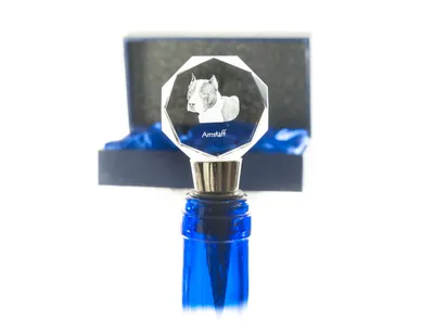 Produktbild von American Staffordshire Terrier, Amstaff - Flaschenverschluss, Weinverschluss aus Kristall mit Foto, personalisiertes Geschenk für Barkeeper der Marke Art-Dog