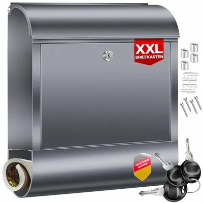 Produktbild von KESSER® XXL Briefkasten Edelstahl mit Zeitungsfach & 3 Schlüssel, abschließbar