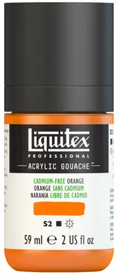 Produktbild von Liquitex 2059892 Professional Acryl Gouache - Kadmiumfrei Orange , 59ml Flasche, matt - Acrylfarbe mit Gouache Eigenschaften, Hochdeckend, Wasserfest & Lichtecht – Acrylic Gouach - 59ml