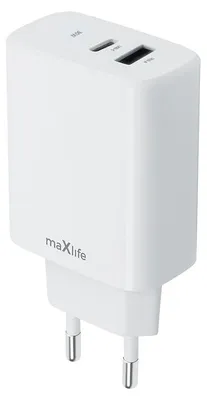 Obrázok produktu pre Nástenná nabíjačka Maxlife PD QC MXTC-10-30AC, 1x USB-C, 1x USB, 30 W, biela