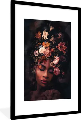 Produktbild von MuchoWow® MuchoWow® Gerahmtes Poster Flora - Frauen - Farben 60x90 cm - Poster mit zchwarzem Bilderrahmen - Dekoration - Wandposter Wohnzimmer - Hochwertig
