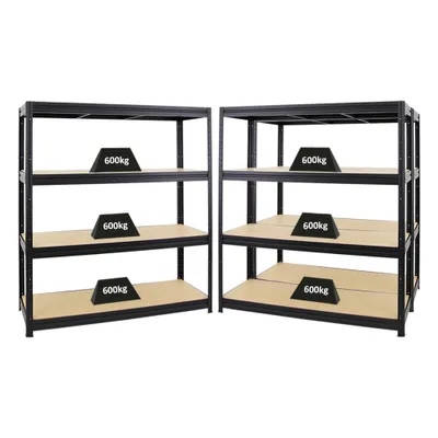 Produktbild von Mega Deal | 3x Schwerlastregal DINO | HxBxT 180x160x60cm | 4 MDF-Platten-Ebenen 6,5 mm | Fachlast 600kg | Schwarz