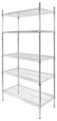 Zdjęcie produktu dla Regał metalowy 5-półkowy gastronomiczny chromowany Mega-M 90x45x180cm