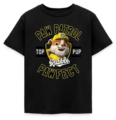 Produktbild von Spreadshirt Paw Patrol Rubble Pawfect Kinder T-Shirt, 110/116 (5-6 Jahre), Schwarz