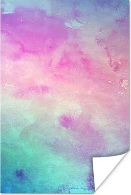 Produktbild von MuchoWow® Poster Aquarell - Rosa - Blau - Grün 120x180 cm - Kunstposter