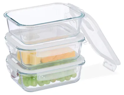Glas-Vorratsdosen-Set, 3x 1040 ml, luftdicht, stapelbar